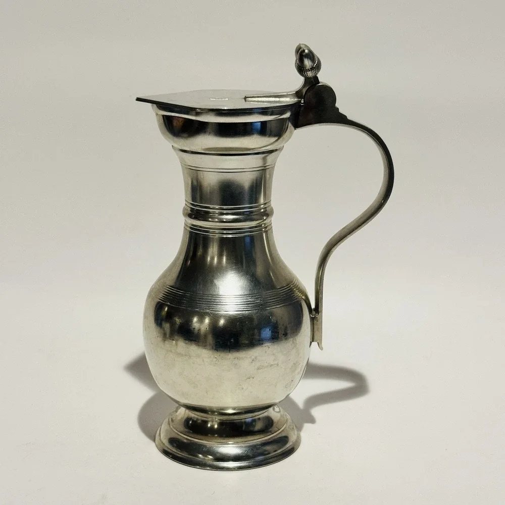 Vintage Etain Sigg Zinn Frauenfeld Tankard Flip Top Lid Double Acorn Finil‎ .8L